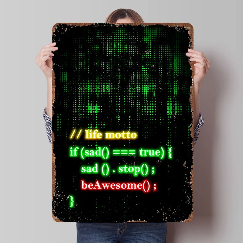 Programmer Coding Quote Printed Poster Customized Wall Art Retro Vintage Metal Tin Signs for Home Office Decoration Gaming House