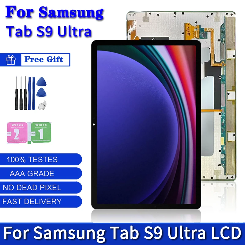 14.6'' New 120hz For Samsung Tab S9 Ultra SM-X910, SM-X916B,SM-X918U LCD Display Touch Screen Digitizer Assembly