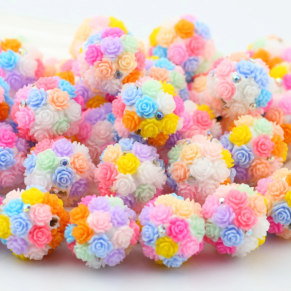 18mm 2pcs Resin Camellia Bead Clusters Assorted Colors Spacer Loose Beads For Jewelry Making DIY Bracelets Necklace Accessories
