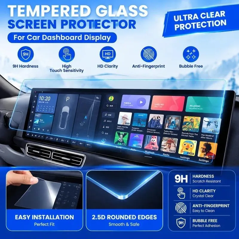 3pcs for In-car Navigation Tempered Film Custom Universal Central Control Screen Protective Film Glass Material