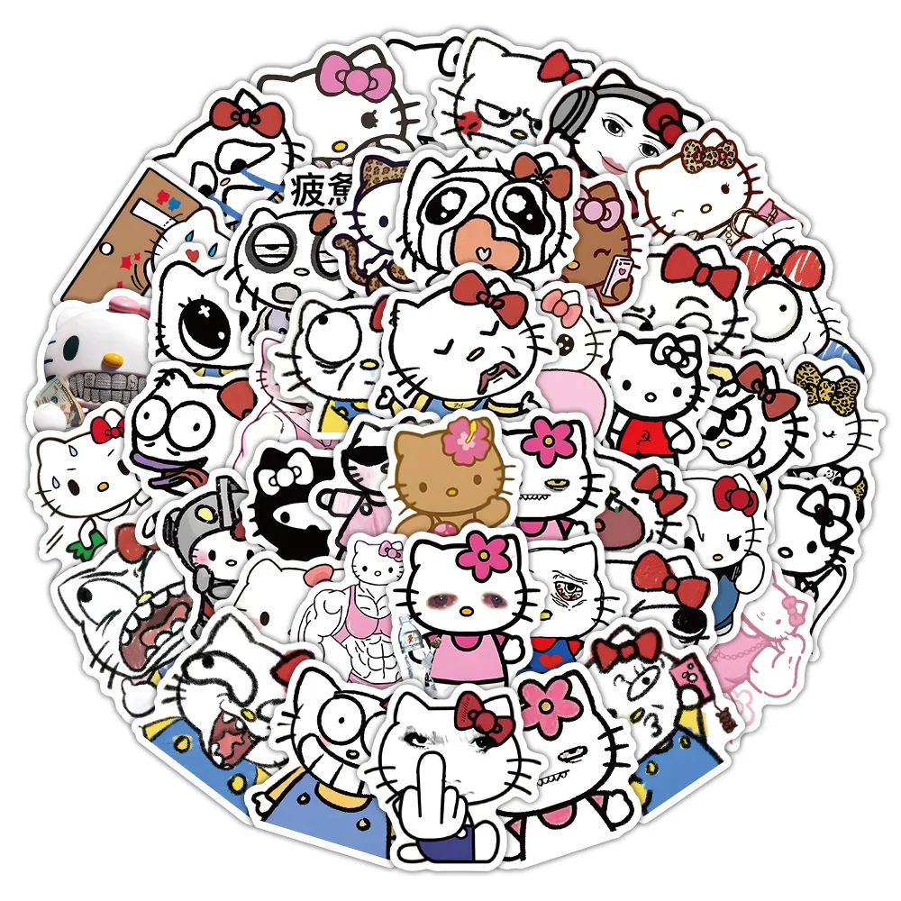 

70PCS Cartoon Hello Kitty Funny Abstract Graffiti Sticker Creative Waterproof Decals Decorative Mobile Phone Case Pencil Case