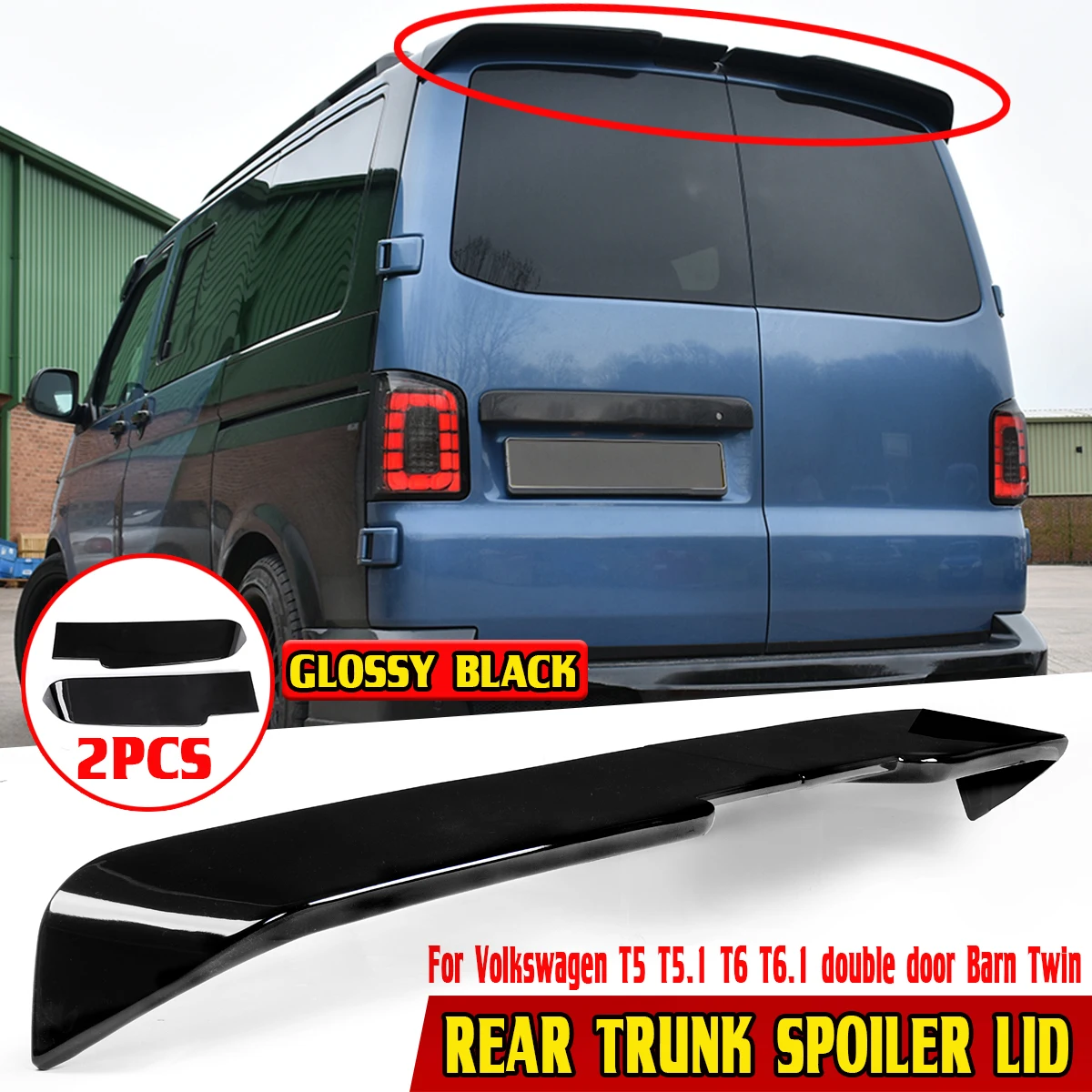 T5 Car Rear Spoiler Lip Wing For Volkswagen For VW T5 T5.1 For T6 T6.1 Double Door Barn Twin Tail Rear Trunk Spoiler Wing Lip