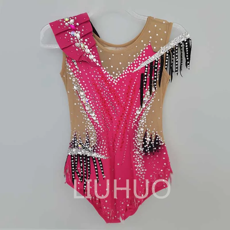 Rhythmic Gymnastics Leotards Artistics Handmade Pink Girls Custom Performance For Woman