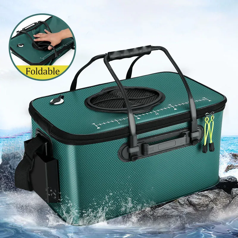 Fishing Bag Well-bucket Fish Container Portable Fishing Bucket EVA Folding Live Fish Box With Oxygenator Hole Fishing Tools