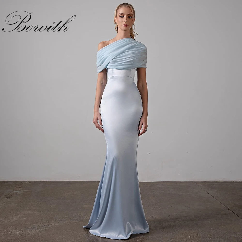 

Bowith Elegant Mermaid Evening Dresses Off the Shoulder Long Sleeves Party Dresses Customized Women Formal Gown for Banquet