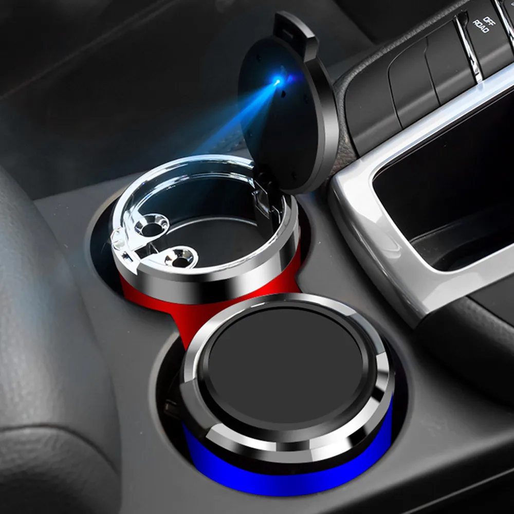 

Car Ashtray Cup With Lid With LED Light Portable Detachable Vehicle Ashtray Holder Aluminium Ashtray Auto Accessories