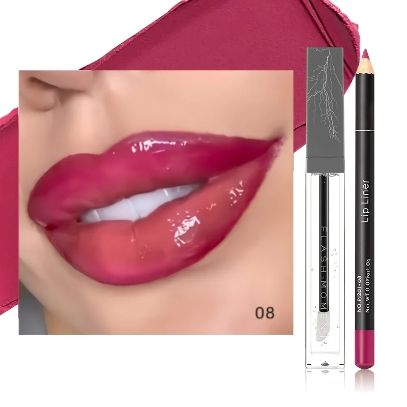 Hydraterende Lip Makeup Duo Set - Geïnfuseerde Lip Liner & Transparante Lipolie - Veelzijdige, langdurige Lip Contouring Pasta Kit
