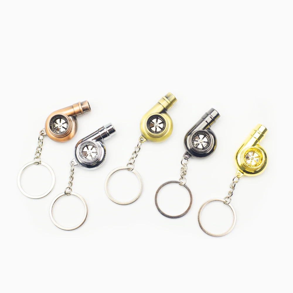 Whistle Sound Turbo Keychain Sleeve Bearing Auto Part Model Turbine Turbocharger Key Chain Ring Keyfob Keyring Car Accessories