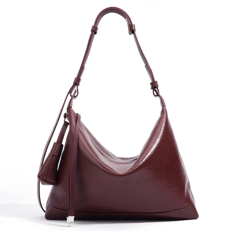 

Ленивый стиль, натуральная воловья кожа, женская сумка на плечо, 2025, ретро, кожа растительного дубления, женская сумка через плечо, сумка-бродяга под мышками