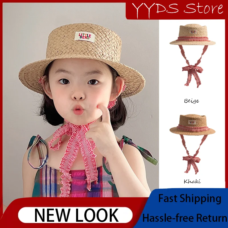 girls-summer-straw-hat-kids-beach-wide-brim-sun-hat-adjustable-tie-fashion-sun-protection