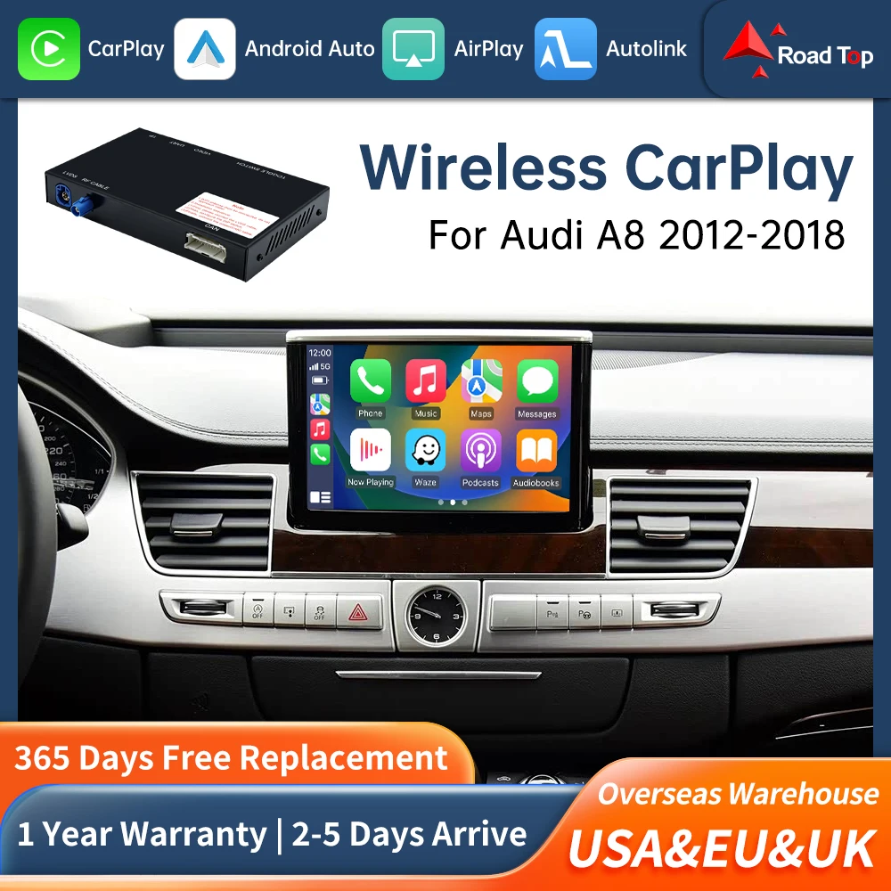 Interfaccia Wireless CarPlay Android Auto Road Top per Audi A8 D4 2012-2018, con Funzioni AirPlay Mirror Link Car Play