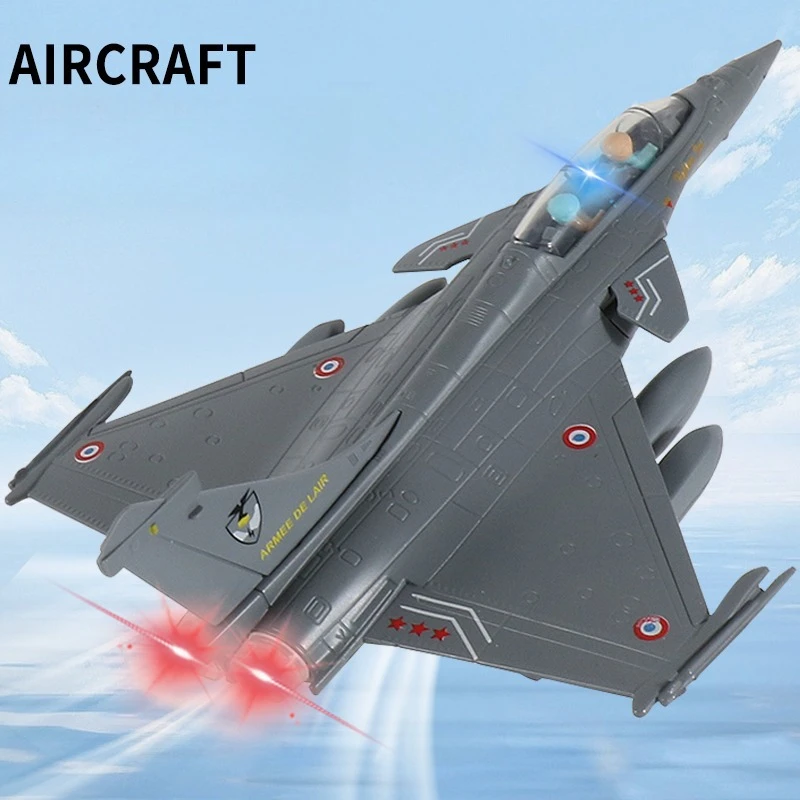 Dassault Rafale Alloy Fighter model acoustooptic return force aviation military aircraft model Toy Ornament Gift
