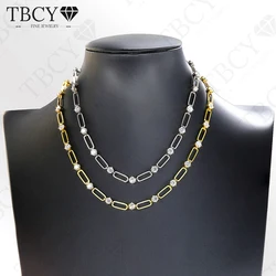 TBCYD 여성용 D 컬러 모이사나이트 체인 목걸이, GRA 인증, S925 실버, 18Kk 금도금 종이 클립, 목 체인 팔찌, 4.5mm