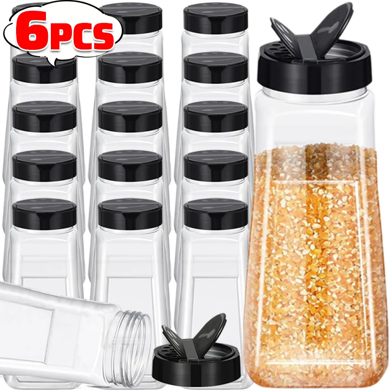 6/1PC Clear Spices Bottles Salt Pepper Shakers Barbecue Seasoning Jars Home Kitchen Gadgets Condiment Storage Can Containers