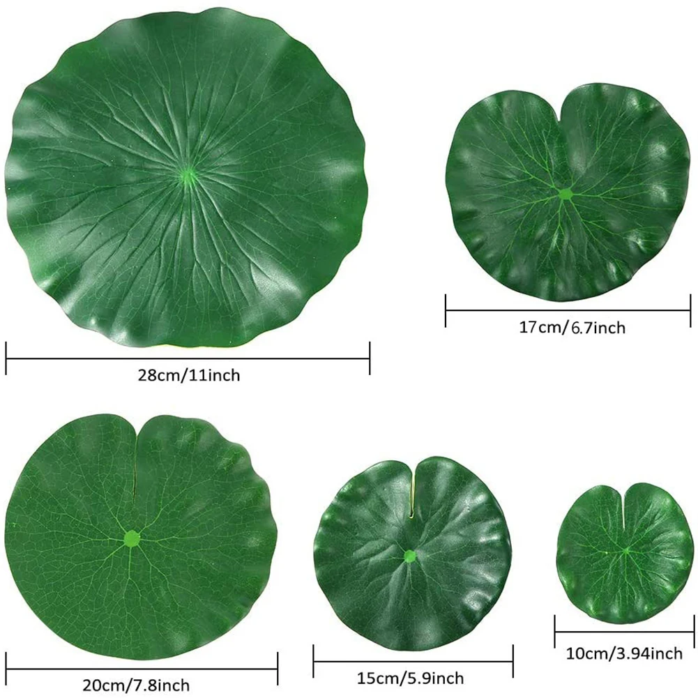 

15 Pieces 5 Kinds Artificial Floating Foam Lotus Leaves Lily Pads Fake Foliage Pond Decor for Pool Aquarium Decoration