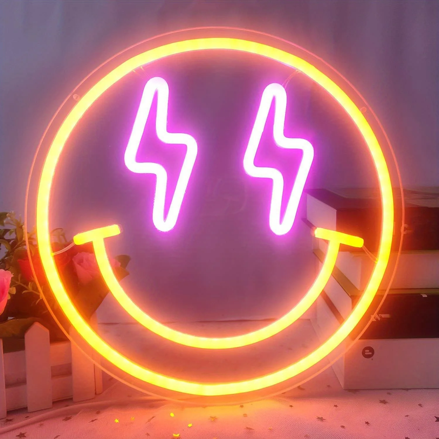 Smile Face Led Neonbord Licht-Aan De Muur Gemonteerd, Multifunctioneel Decor Voor Slaapkamer, Kamer, Vakantiefeest En Cadeau-Ideeën