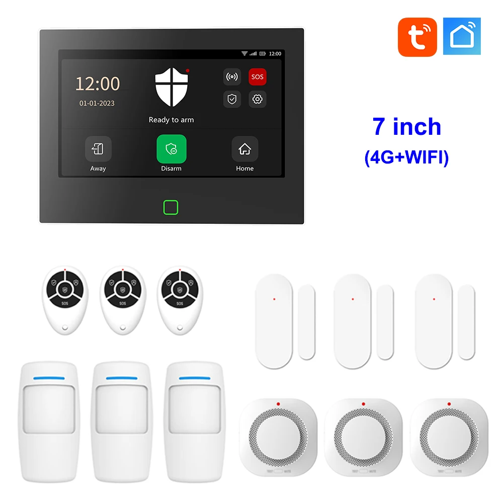 

DIY Tuya Smart Security Protection Kit Большой экран 4G Wi-Fi Домашняя сигнализация Хост-система Полная сенсорная панель Поддержка покупателя по индивидуальному заказу