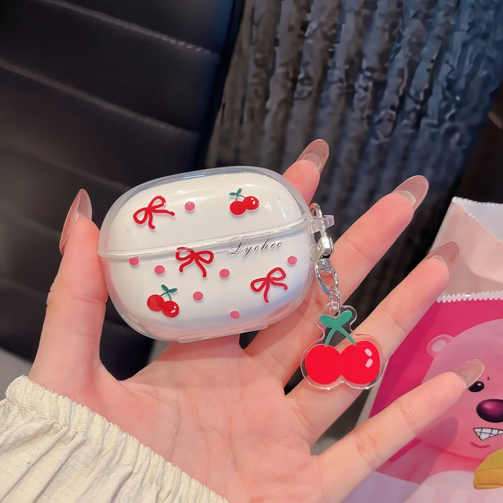 Funda protectora para Xiaomi Redmi Buds 6 Pro, funda para auriculares con estrella de dibujos animados y cereza para Redmi Buds6 Pro, funda a prueba de golpes con gancho