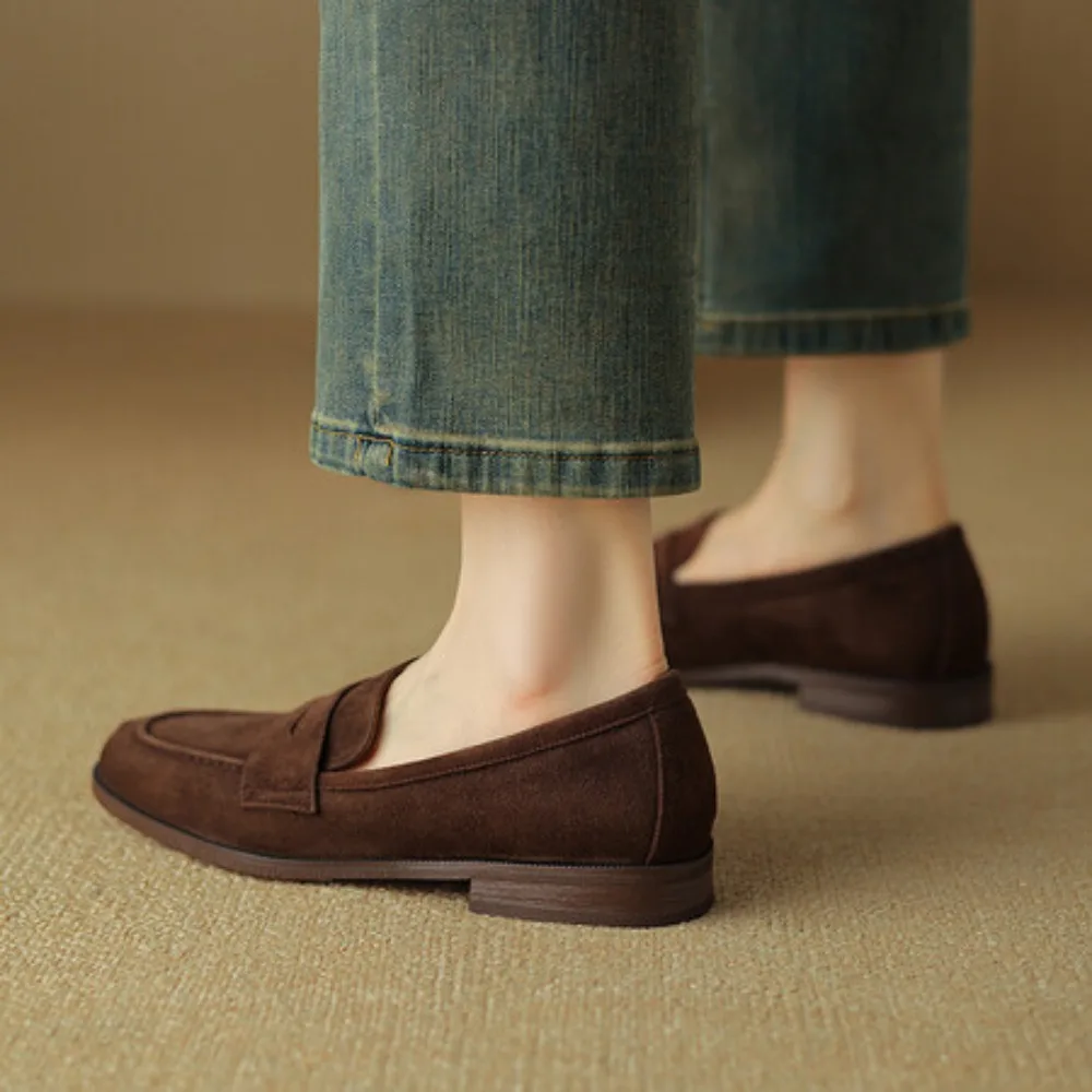 Shoes for Women 2024 Summer Brown Casual Flats Ladies Shoe Fashion Suede Loafers Soft Sole Non-Slip Feminino Zapatos Mujer