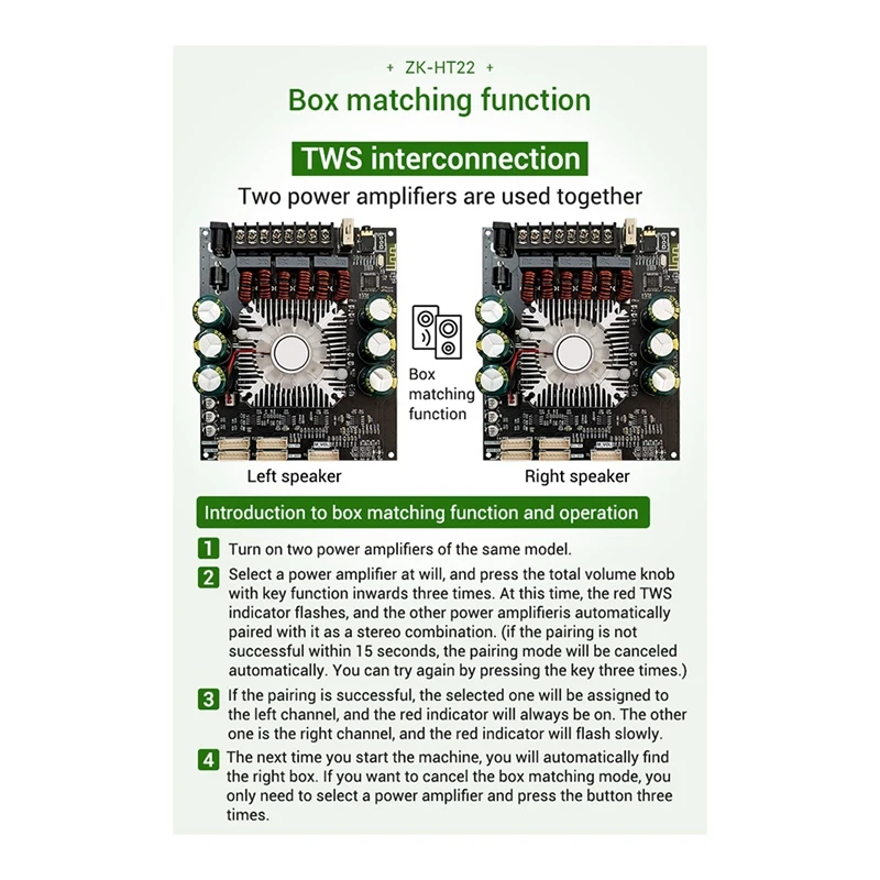 ZK-HT22 Amplifier Board Power Amplifier Module 2.1 Channel Tone Subwoofer Class D AMP For Speakers 160WX2+220W