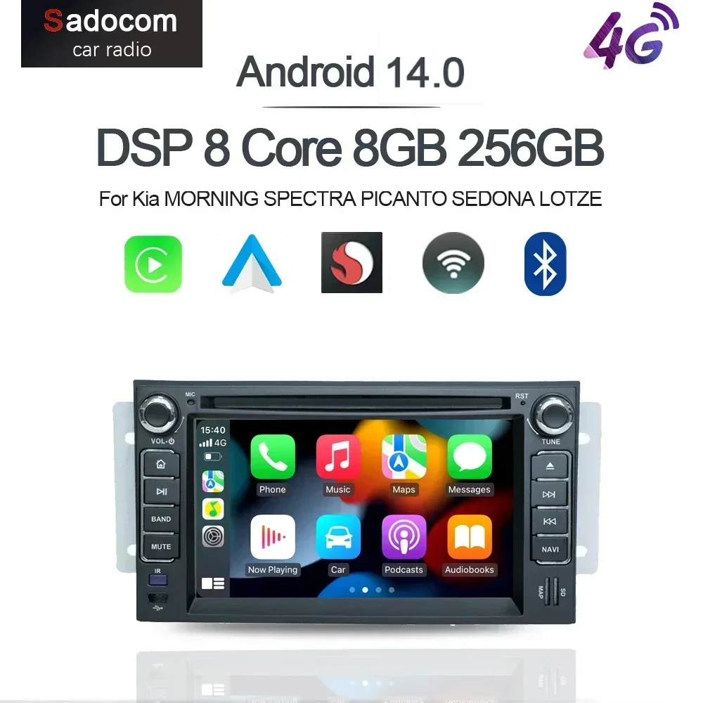 Carplay inalámbrico Android 13,0 8G + 128G 8 núcleos GPS reproductor de coche radio Wifi multimedia para Kia MORNING SPECTRA PICANTO SEDONA LOTZE