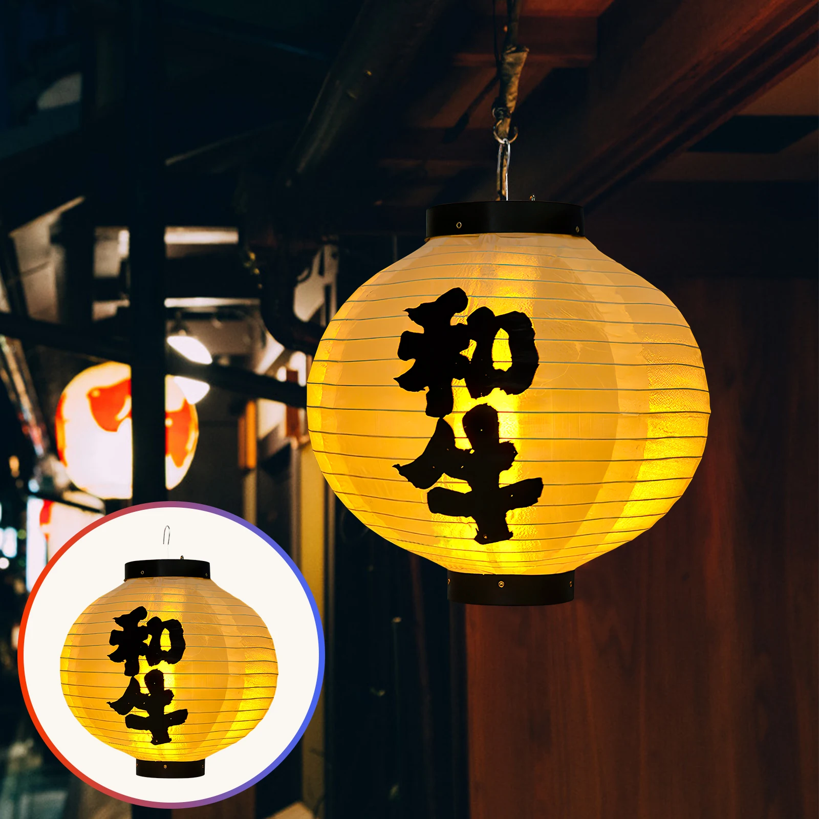 

Waterproof Lanterns Japanese Style Traditional Asian Lamp Shades for Restaurant Cafe Outdoor Indoor Decorations Foldable Vintage