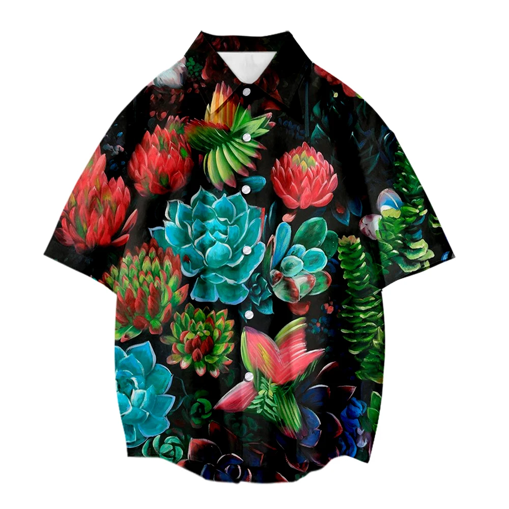 

Fashion Summer shirt plant Influencer Short Shirt Trend Men 3D digital printing Merch Turndown Collar Casual Shirt high street