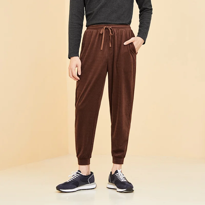 

Semir Men Home Pants Comfortable Retro Corduroy Sweatpants Casual Fashion Wearable Striped Home Pants