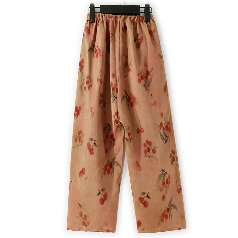 BirdTree-dames zijden gewaterd gaas elegante broek, elastische taille jacquard, retro veelzijdige broek met wijde pijpen, herfst 2025, B58930CC