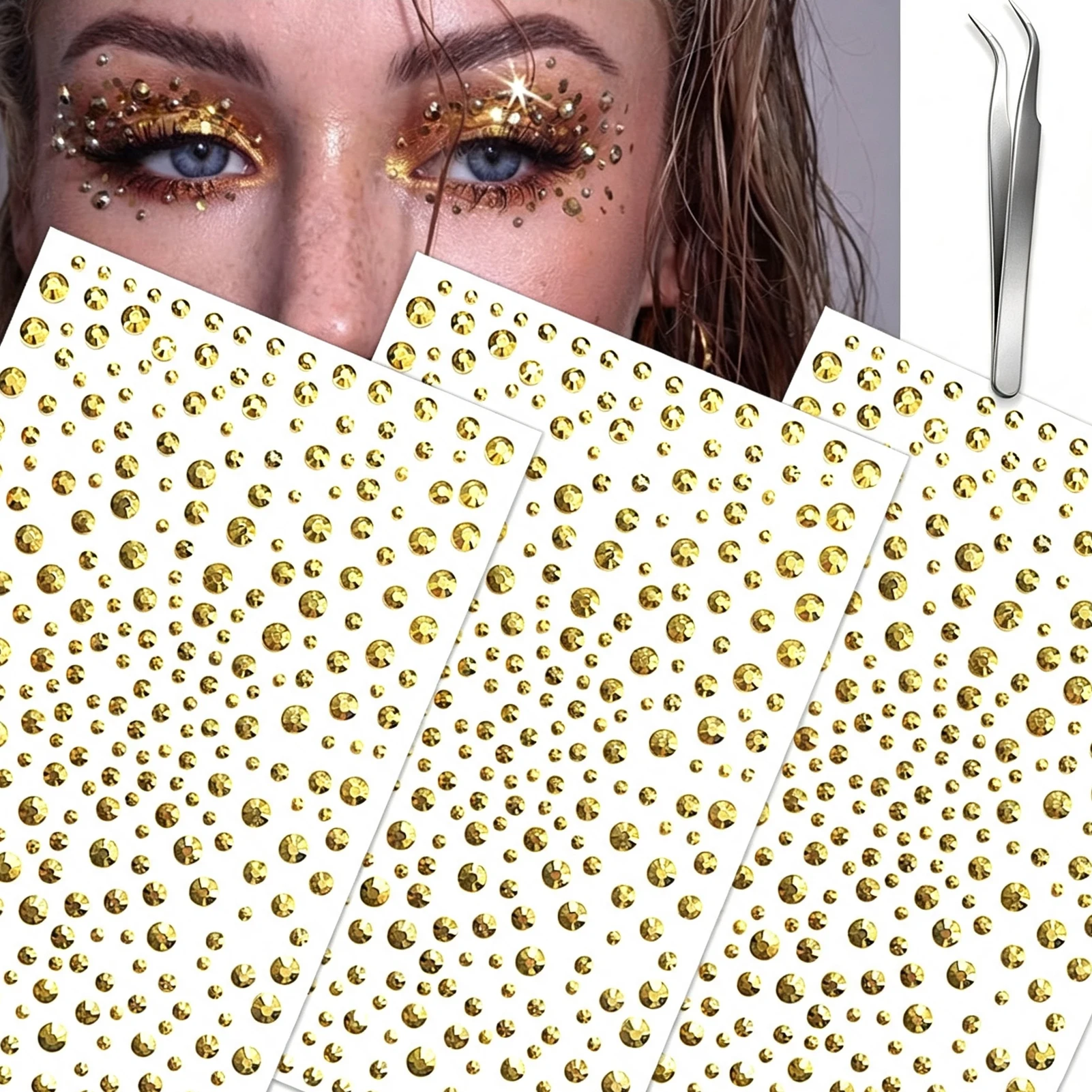 Clear Face Gems Glitter Body Glittery Stereo Gem Stickers Rave Accessories Makeup Rhinestone Stickers DIY Eyes Face Jewels