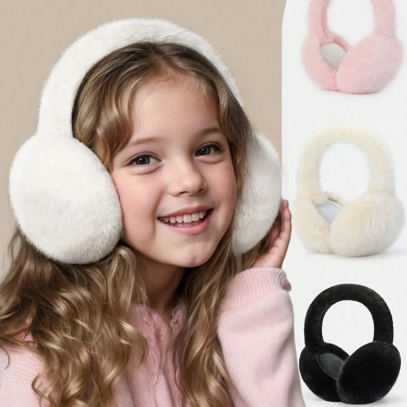 1Pc Bambini Inverno Paraorecchie Caldo Paraorecchie Ragazze Ragazzo Carino Peloso Scaldaorecchie Pieghevole Copriorecchie per la Tempo Freddo