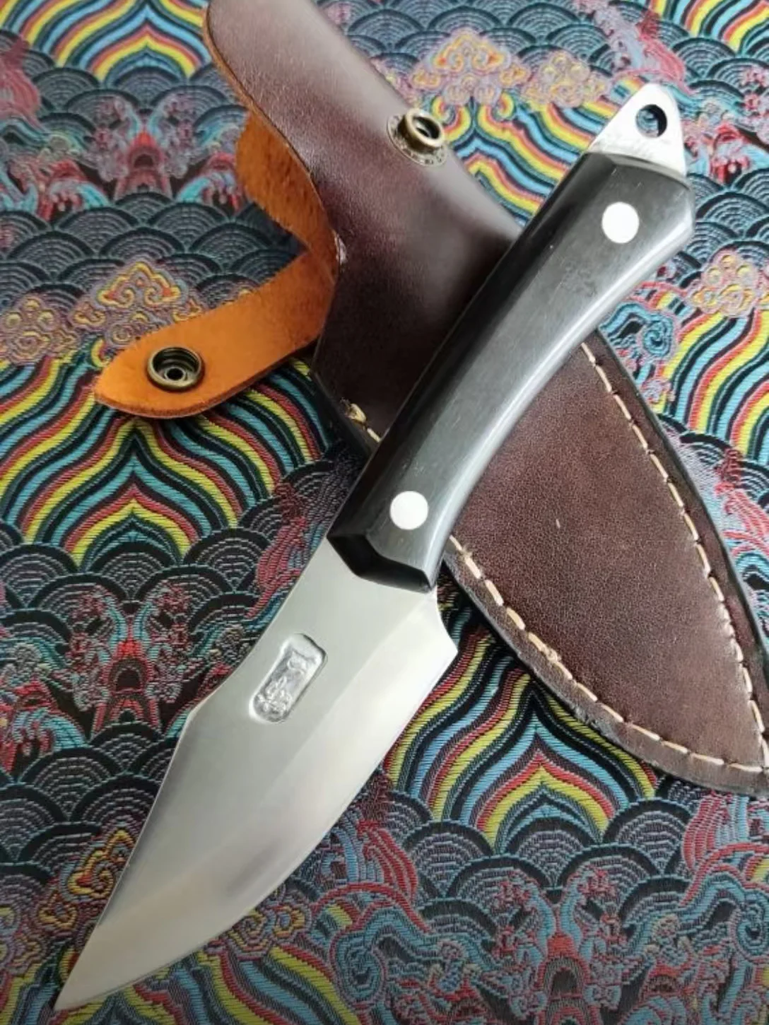 

4 Inch Barbecue Knife With Cow Leather Cover BG42 Aviation Special Steel Blade Utility Paring Cleaver Handmade Kitchen Knife