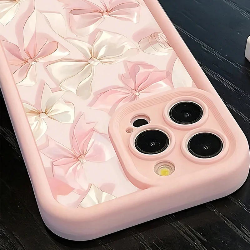 Arco-nó rosa padrão de arco à prova de choque macio tpu caso de telefone para iphone 17 11 12 13 14 15 16 pro max xs xr 7 8plus 16e 17air capa