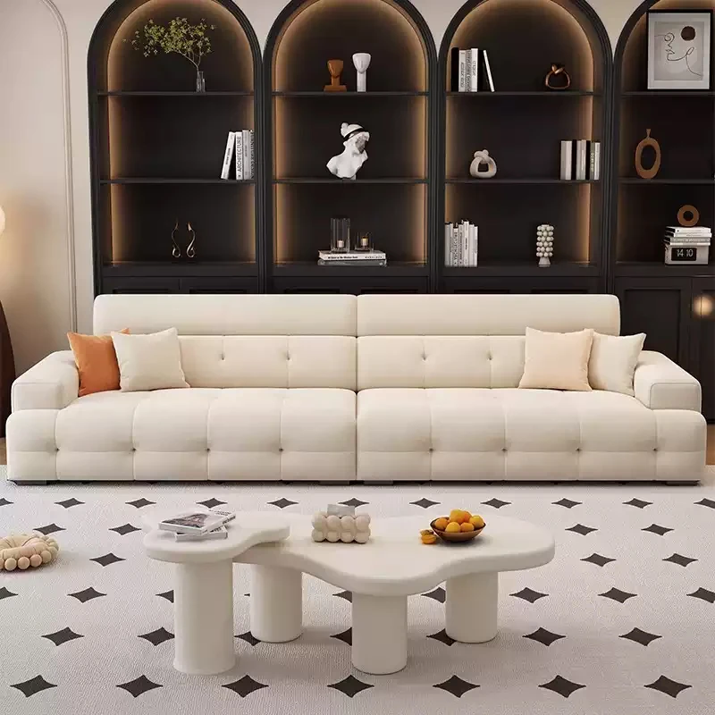 Italian minimalist new Lawrence cream style fabric sofa living room small apartment modern Internet celebrity straight sofa