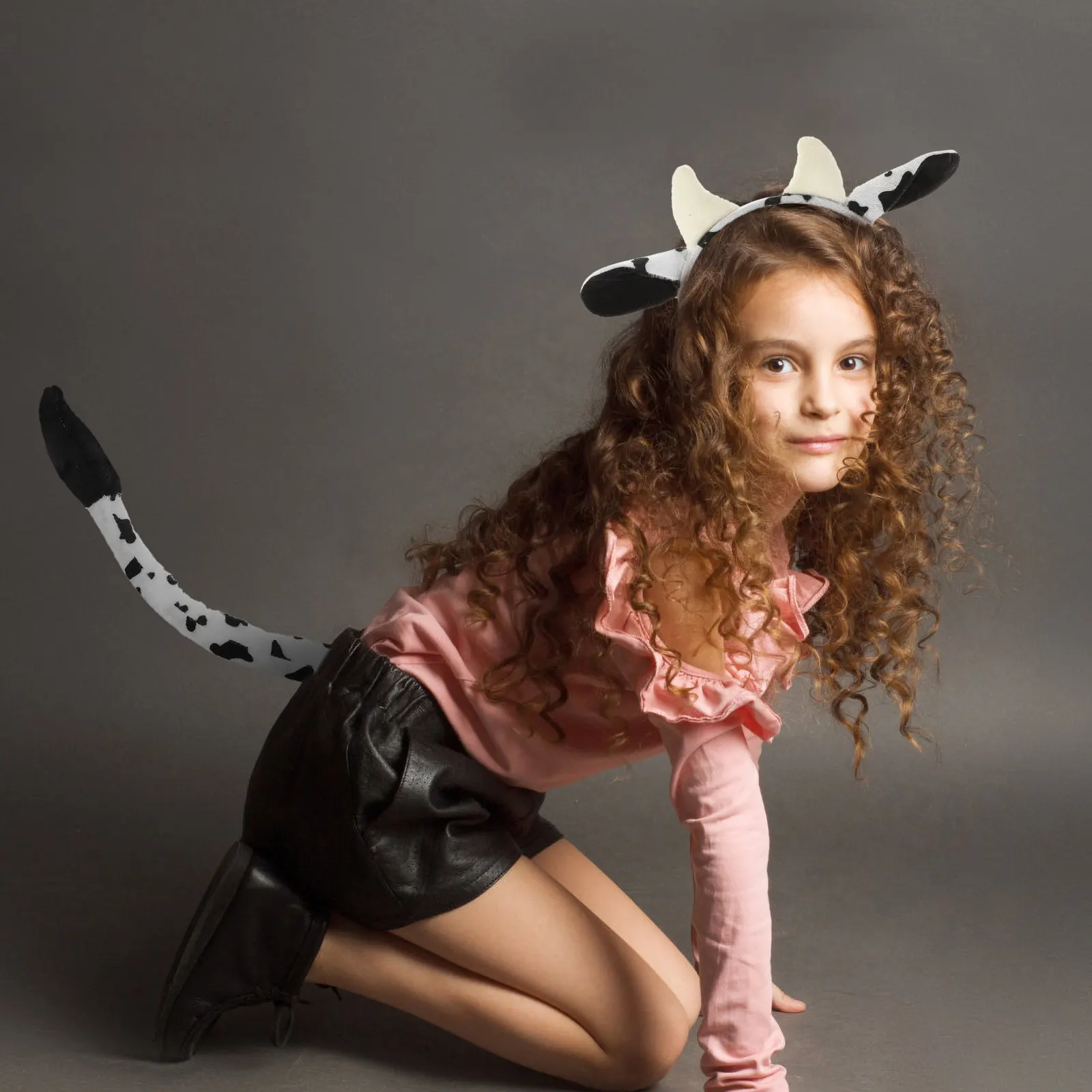 1Set Cow Costume Headband Tail Cosplay Props Party Stage Performance Accessories Cow Headband Party Costume Prop