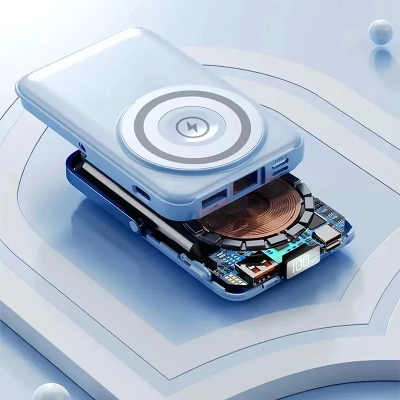 باور بانك مغناطيسي لاسلكي 10000 مللي أمبير في الساعة، شحن سريع للغاية بقدرة 22.5 وات لبنوك الطاقة المتنقلة للساعات