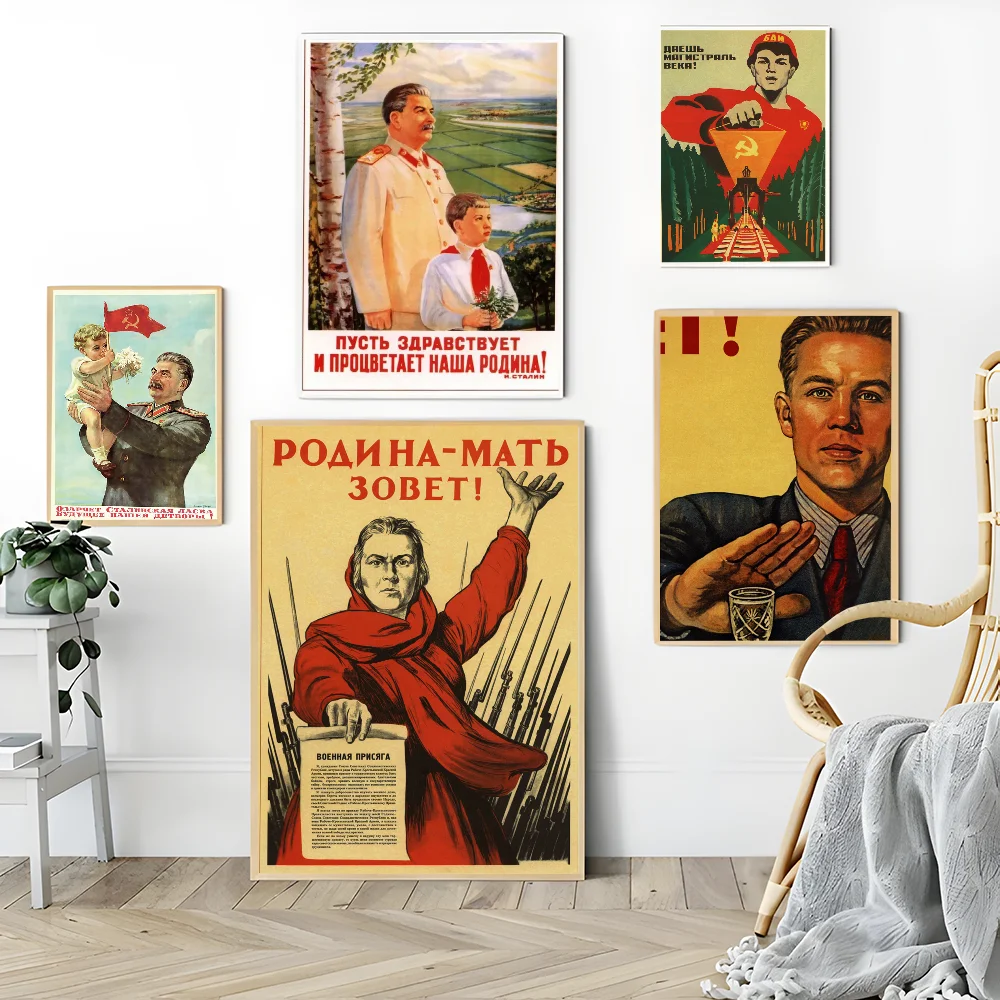 Russian Comrade Joseph Stalin Classic Movie Posters Vintage Room Bar Cafe Decor Stickers Wall Painting