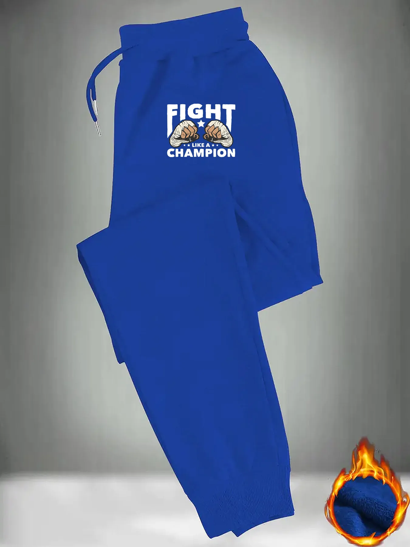 Double-fist fighting slogan printed men's casual sports stretchwaistbanddrawstringsportspantscasualandcomfortablesportlongpants