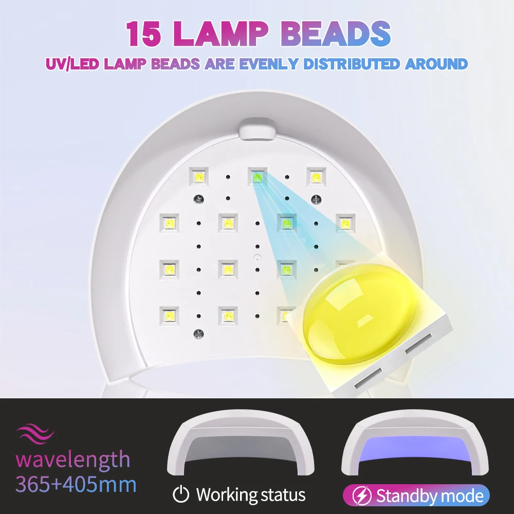 Lampada per unghie LED UV MINI 2C Luce UV da 60 W per unghie con 4 impostazioni timer Luce per unghie a LED adatta per il fai da te domestico e il salone di bellezza