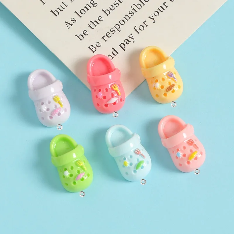 10Pcs Cute Shoes Resin Pendants Ring For Jewelry Making Findings Earrings Necklace Keychain Clothing Bag Crafts Supplies Hook