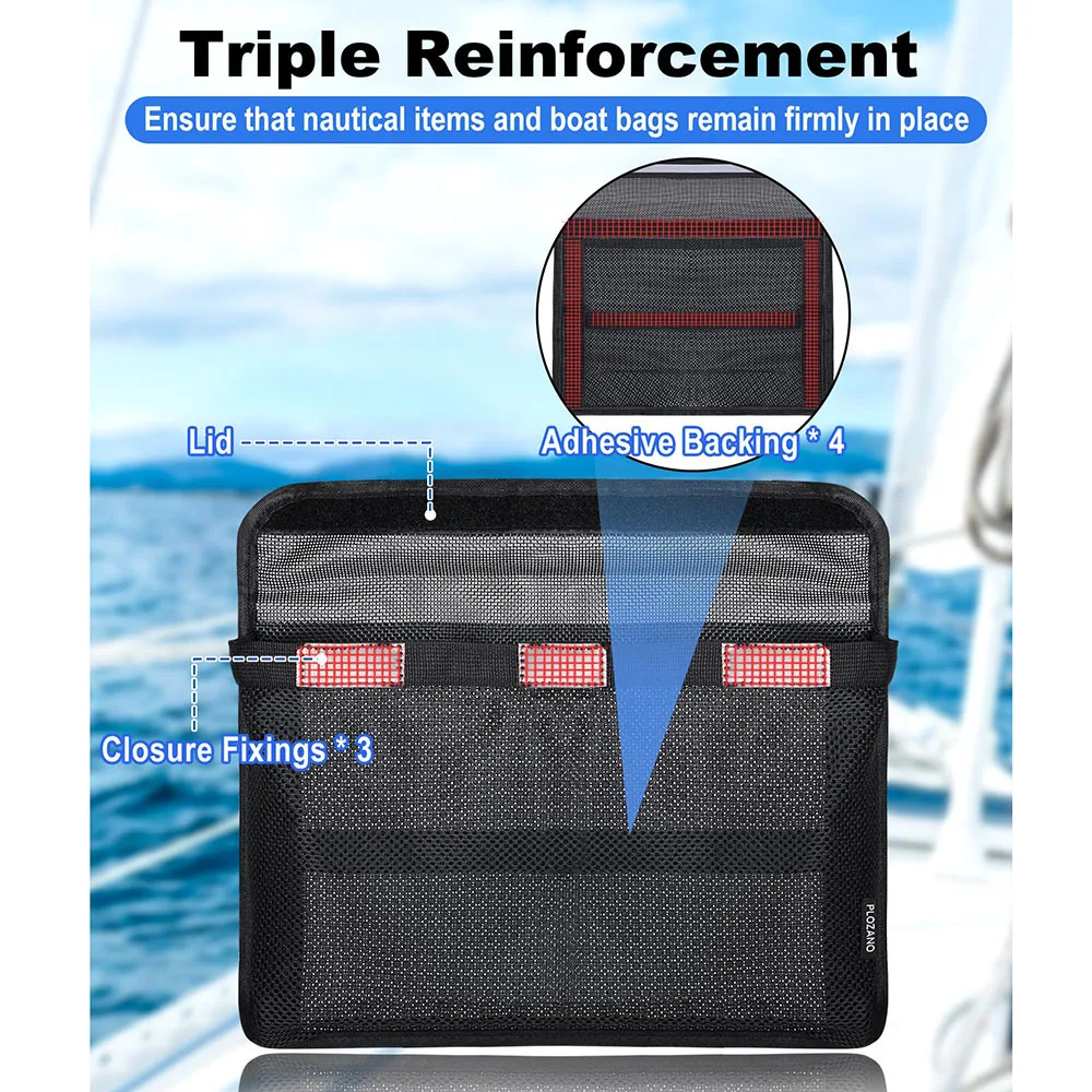 Ship Storage Bag with Lid Reflective and Leak Proof Ship Rack Storage Bag Mesh Bag Strong Adhesive Ship Storage Net