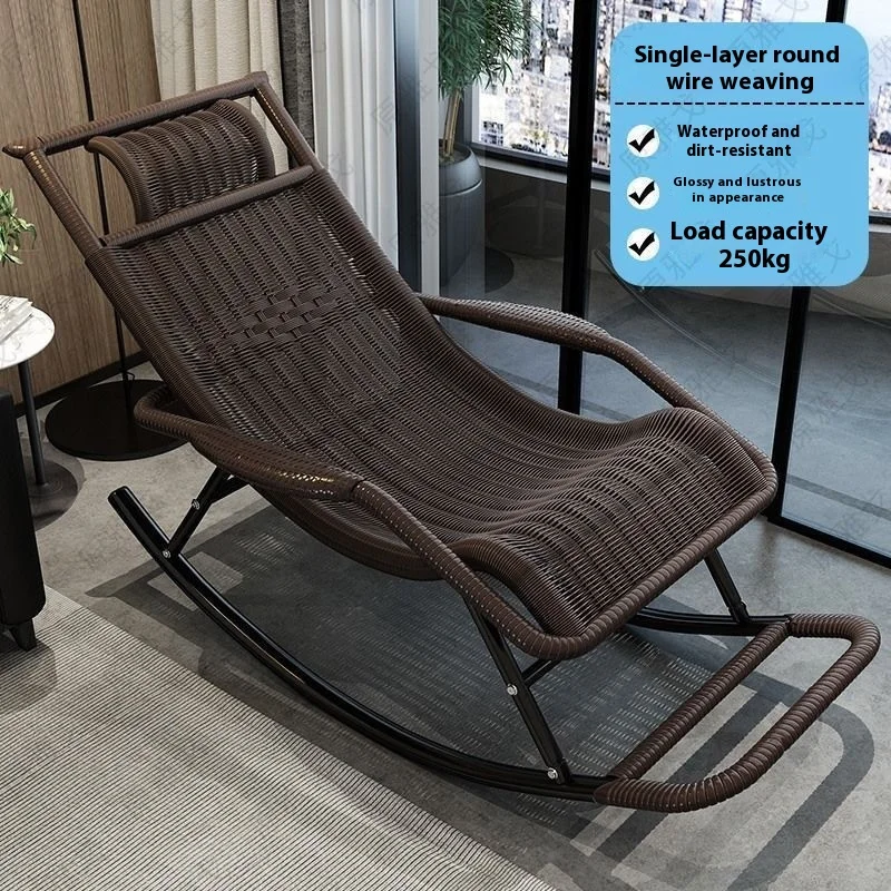 Adult Lounge Rocking Chair with Extra Thick Steel Frame for All Seasons for Middle-Aged Elderly Leisure or Bar Use