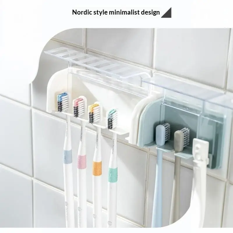 Removable Adhesive Toothbrush Holder No Drill Wall Mounted Bathroom Waterproof With Drain Base