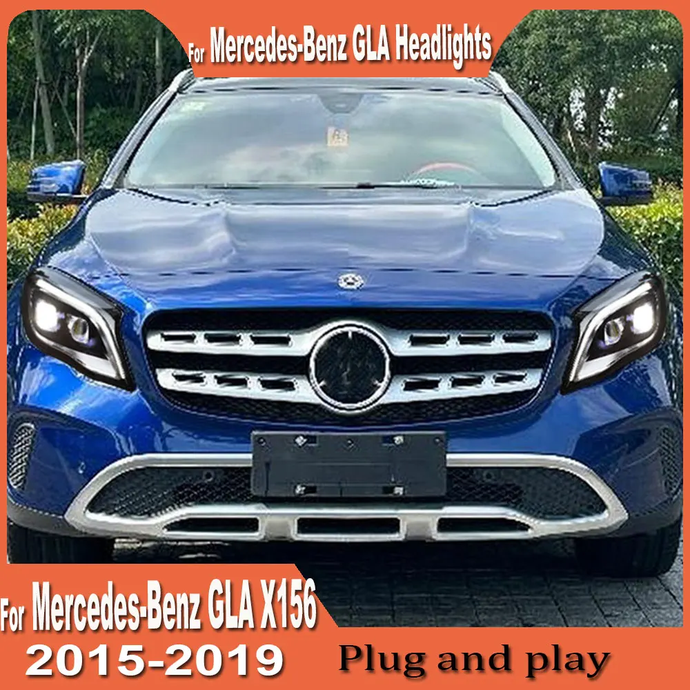 

Автомобильные фары для Mercedes-Benz GLA 2015 2016 2017 2018 2019, светодиодные фары, автоматические фары заднего хода, противотуманные фары, передние фары DRL