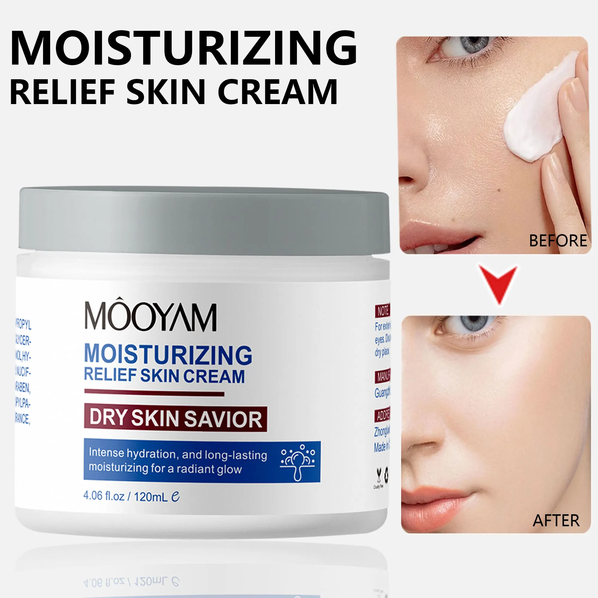 

120ml Moisturizing Relief Skin Cream Intense Hydration Long-Lasting Moisturizing For a Radiant Glow Smoothes Look of Wrinkles