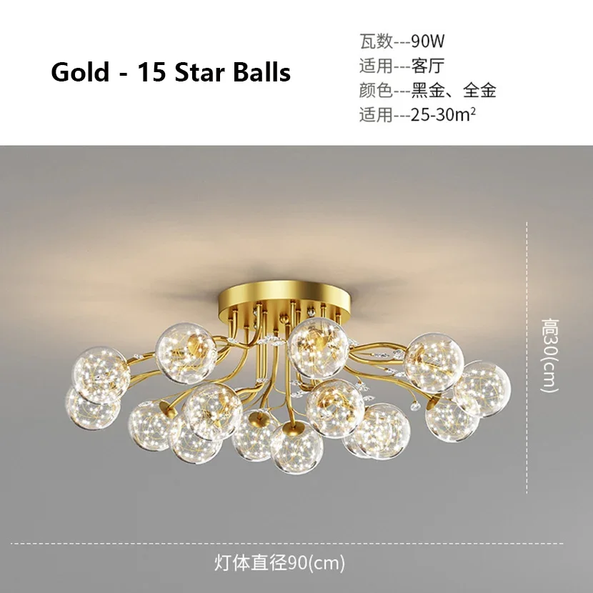 Nordic Glazen Bol Plafond Kroonluchter Goud voor Woonkamer Eetkamer Slaapkamer Decor Hanglamp Thuis Binnenverlichting lusters Armatuur