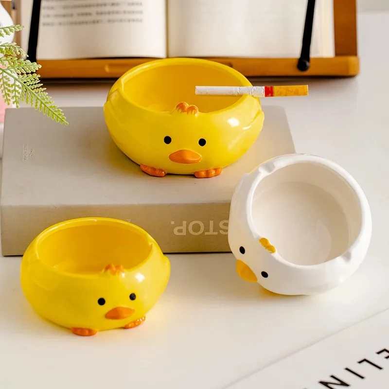 Cartoon Cute Duck Ceramic Decorative Ashtray Trend Personality Fashion Desktop Porch Home Decoration Storage