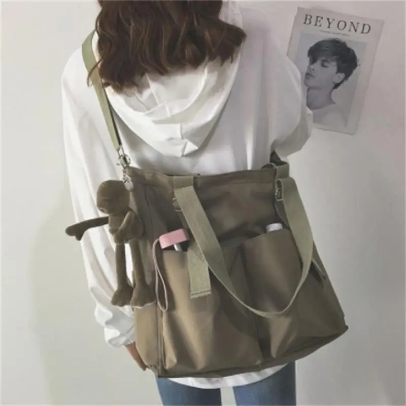 Women Canvas Single Shoulder Large Capacity Hand Bucket Bag Female Crossbody Bags Casual Tote Purses Waterproof Oxford Packet