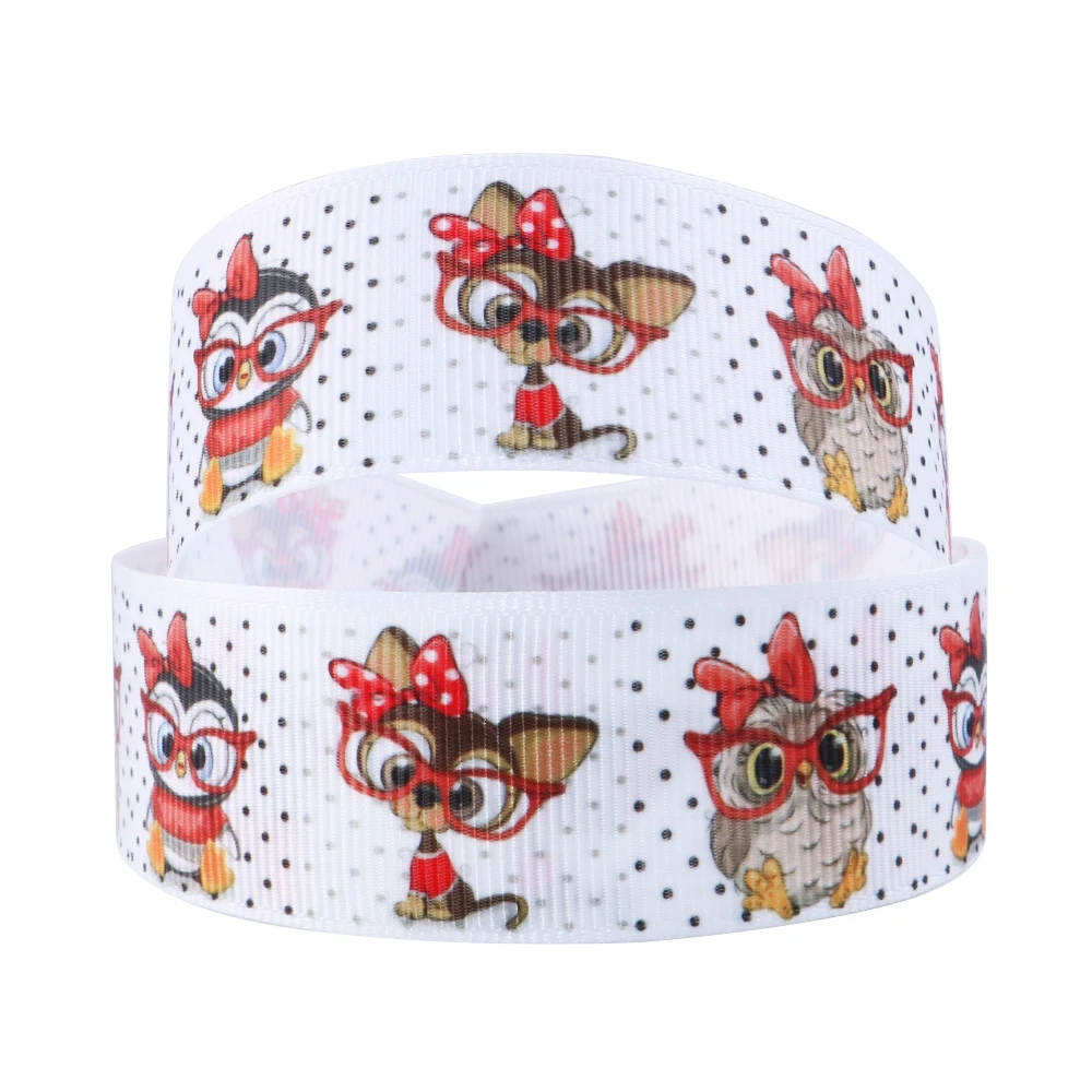 5 Yards Multi Size Owl Animal Printed Grosgrain Ribbon For Gift Wrapping DIY Hair Bows Wedding Party Accessories,5Yc12394