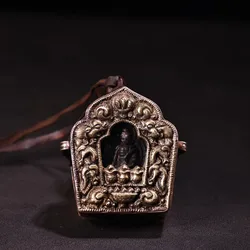 Old Collection Tibetan Handmade Copper Amulet Box Statue Pendant